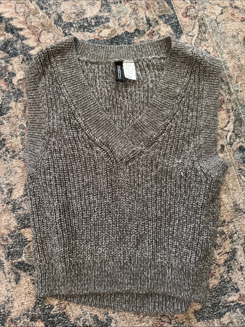H&M Brown Marled V-Neck Sleeveless Sweater Vest